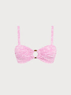 Premium Pembe Dokulu O-Halka Bikini Üstü - Şık ve Rahat