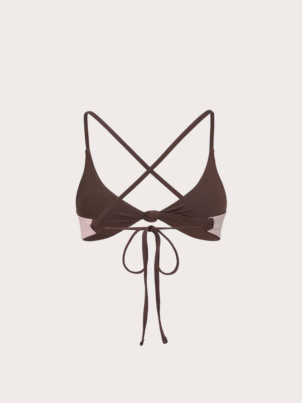 Premium Kahverengi Çapraz Bikini Üstü - Ters Dönüşümlü