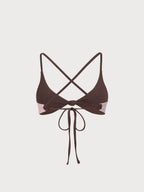 Premium Kahverengi Çapraz Bikini Üstü - Ters Dönüşümlü