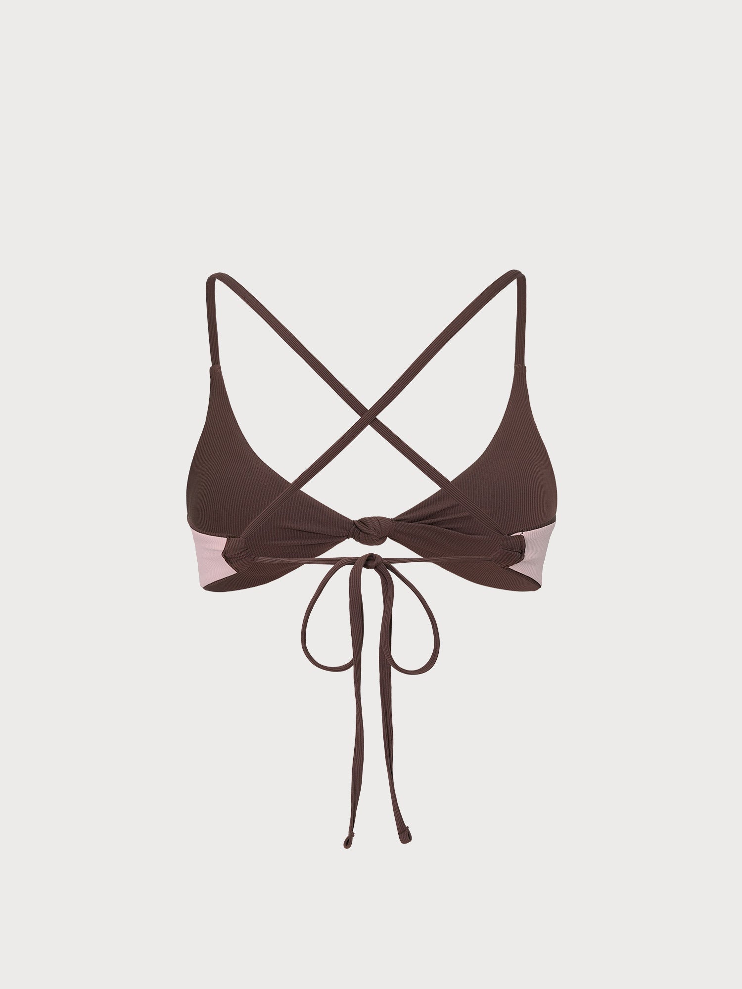 Premium Kahverengi Çapraz Bikini Üstü - Ters Dönüşümlü