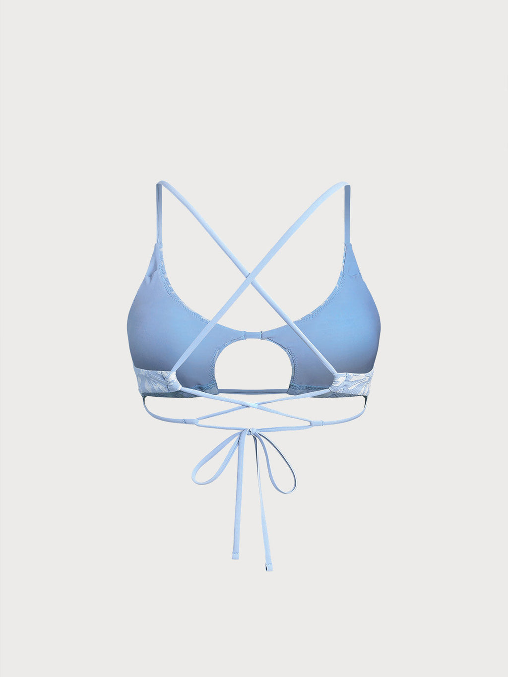 Şık Açık Mavi Desenli Bikini Üstü - Yaz Modası