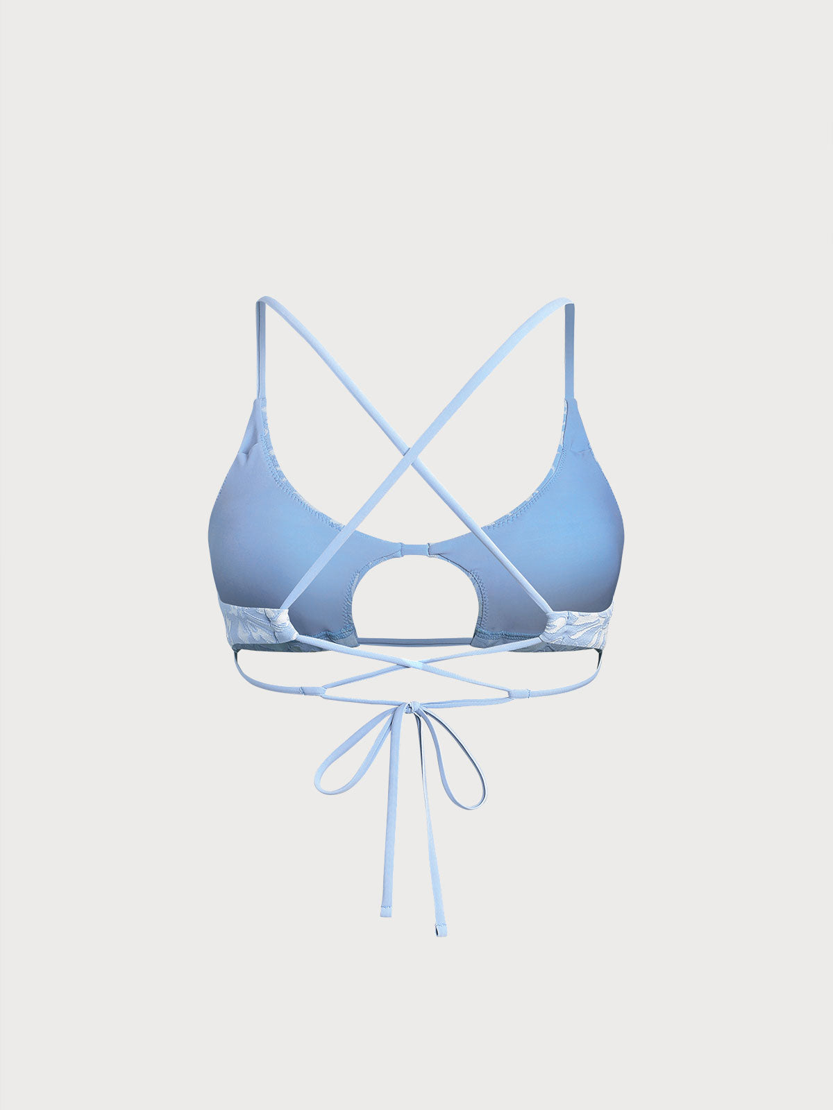 Şık Açık Mavi Desenli Bikini Üstü - Yaz Modası