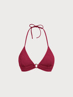 Kırmızı Dokulu Halter Bikini Üstü - Şık ve Rahat Tasarım