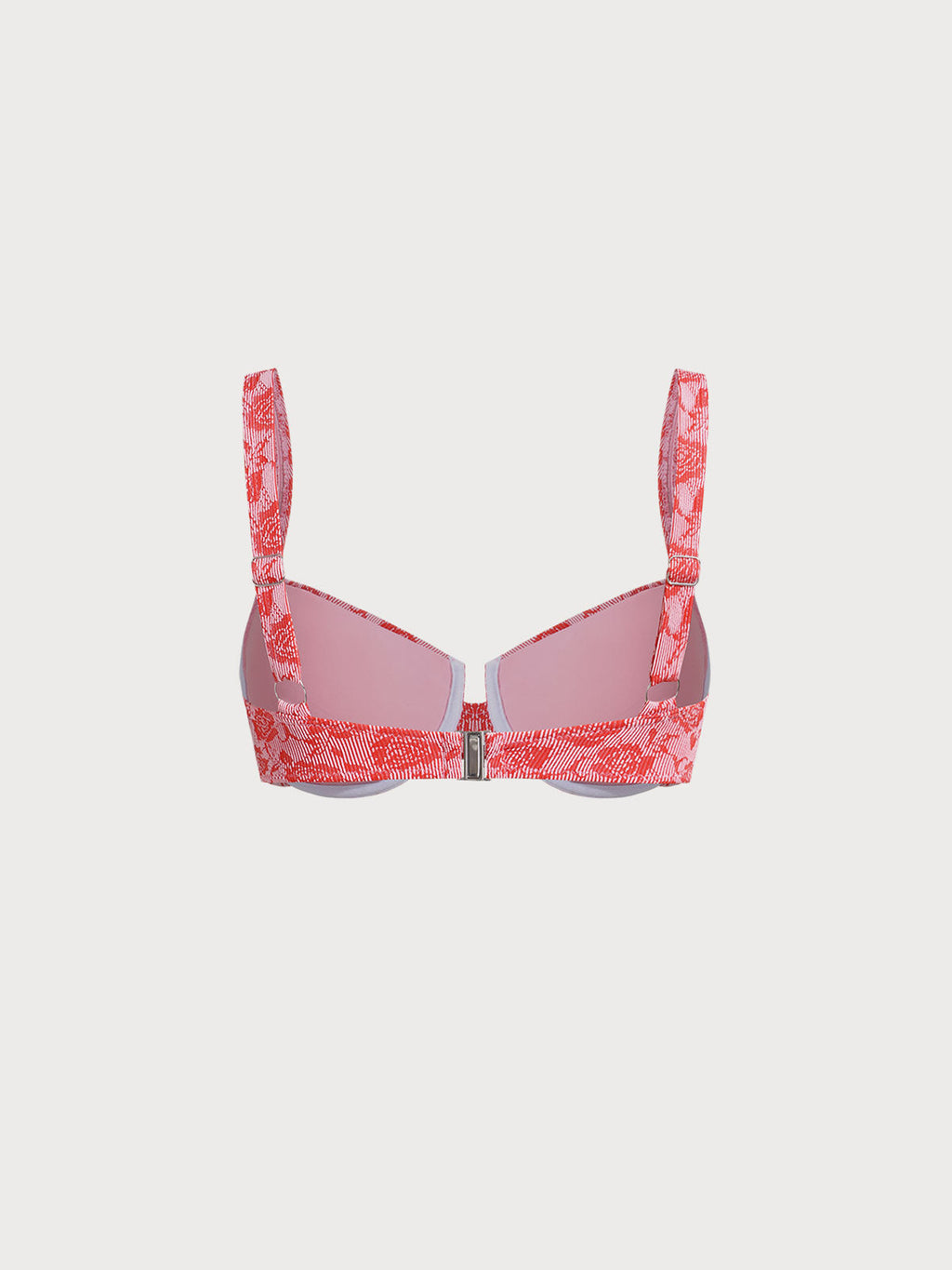 Premium Kırmızı Gül Desenli Destekli Bikini Üstü