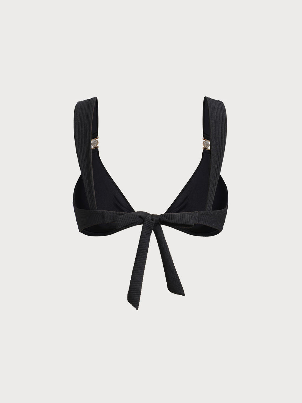 Şık Siyah Altın Aksesuar Detaylı Bikini Üstü
