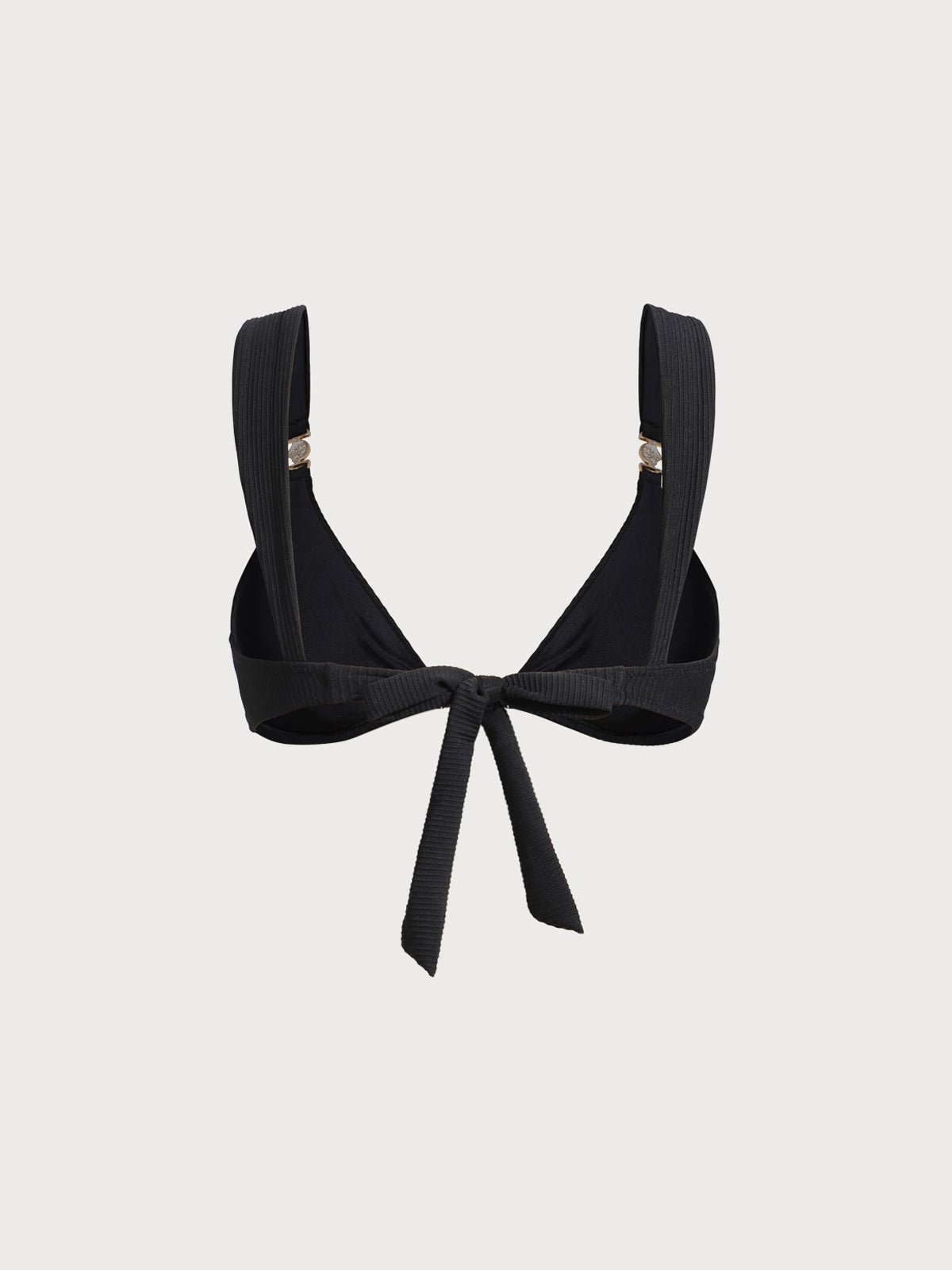 Şık Siyah Altın Aksesuar Detaylı Bikini Üstü
