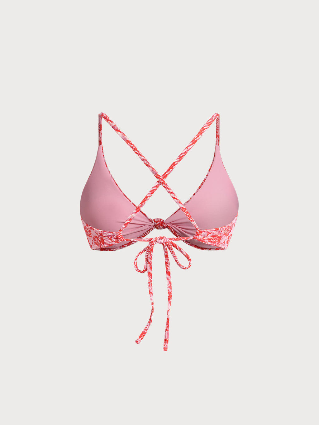 Premium Kırmızı Gül Desenli Bikini Üstü - Şık ve Rahat