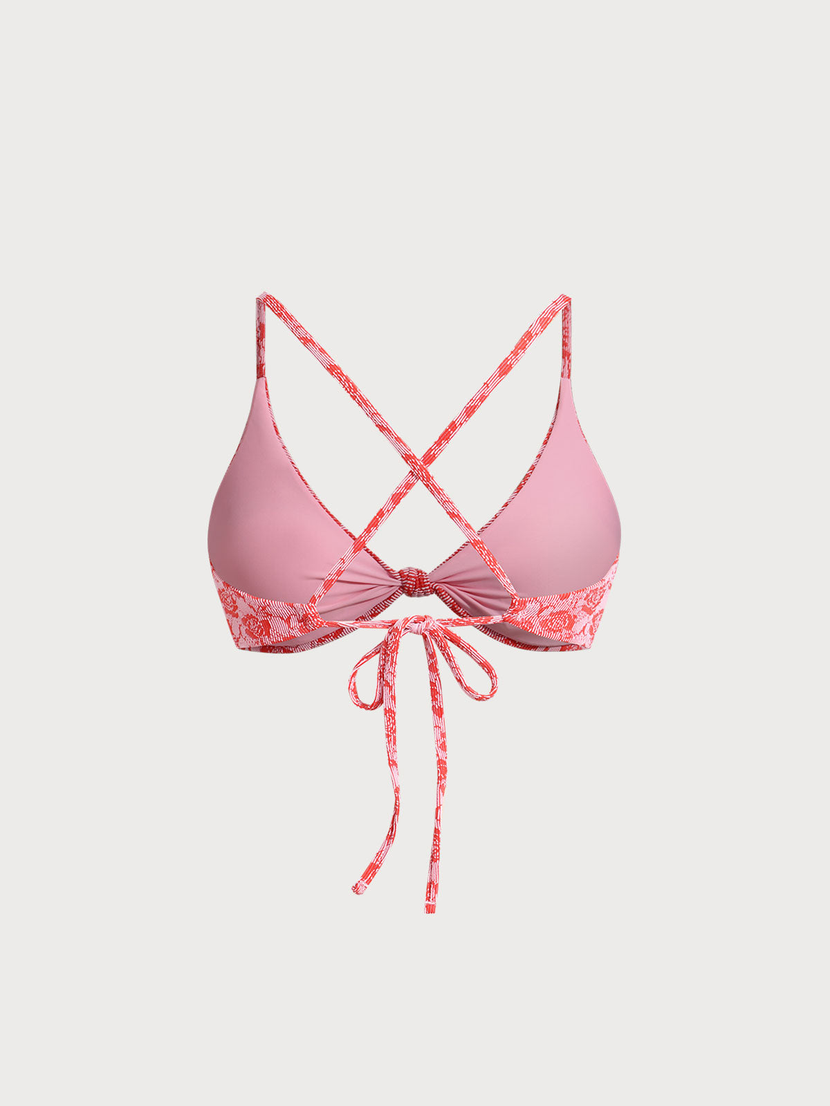 Premium Kırmızı Gül Desenli Bikini Üstü - Şık ve Rahat