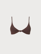 Premium Kahverengi Çapraz Bikini Üstü - Ters Dönüşümlü