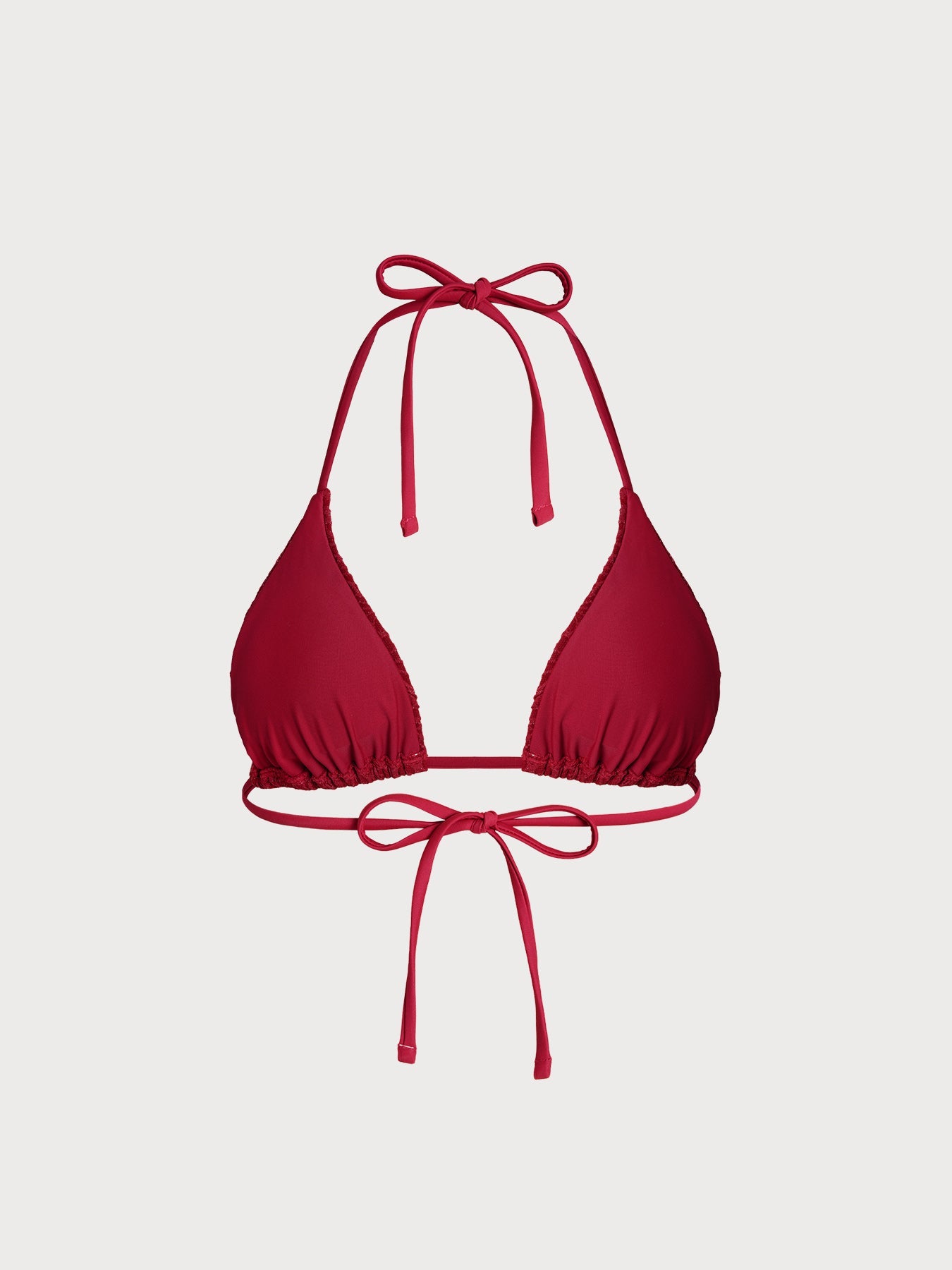 Şarap Kırmızısı Dokulu Üçgen Bikini Üstü - Şık ve Rahat