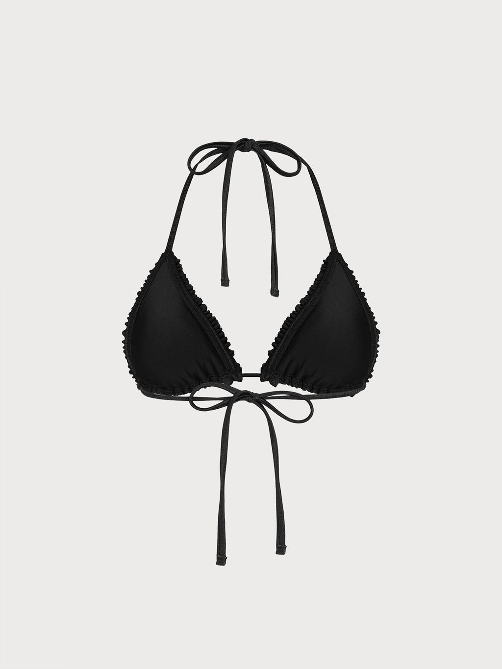 Şık Siyah Volanlı Halter Bikini Üstü - Kadın Plaj Modası