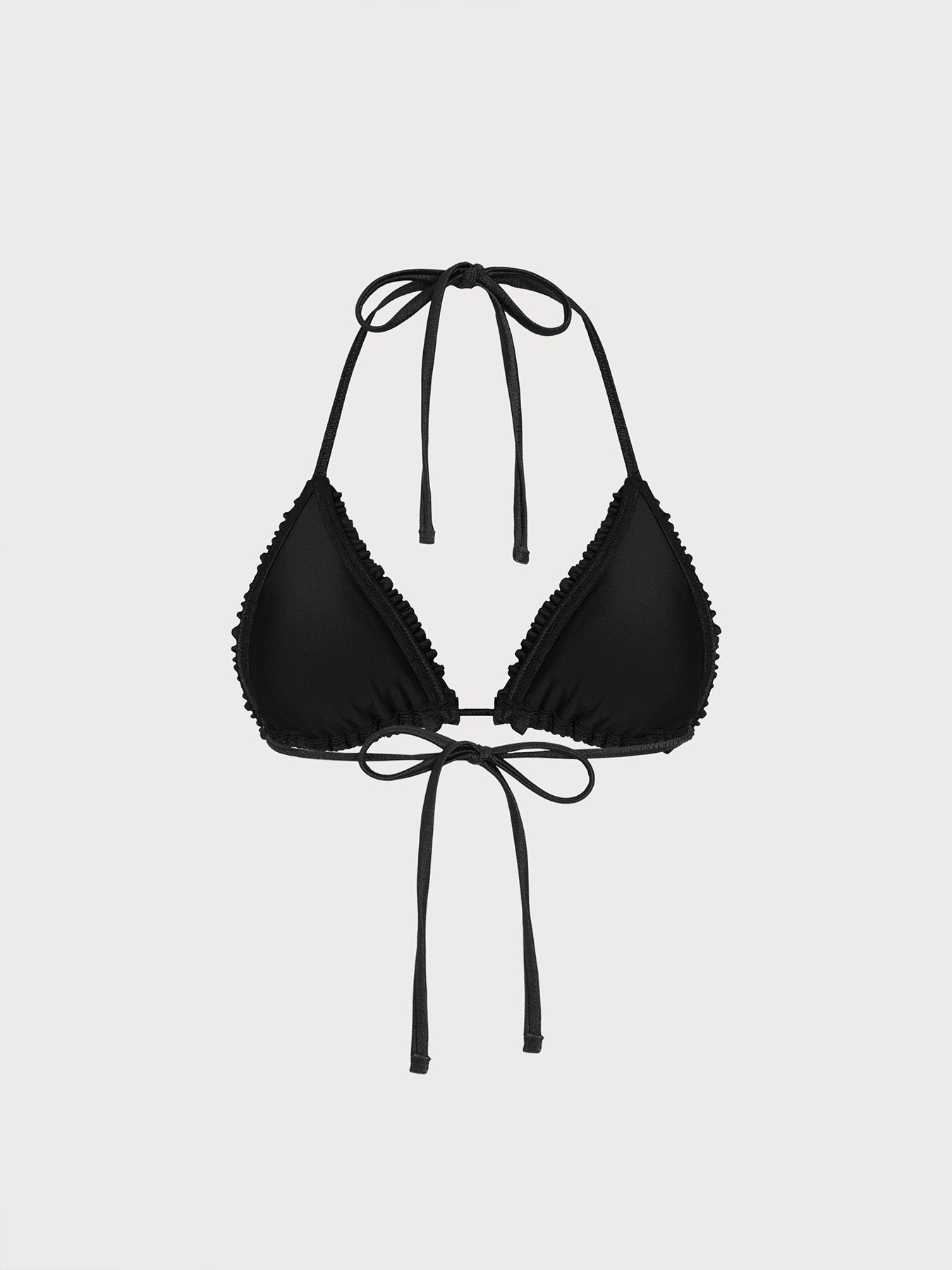 Şık Siyah Volanlı Halter Bikini Üstü - Kadın Plaj Modası
