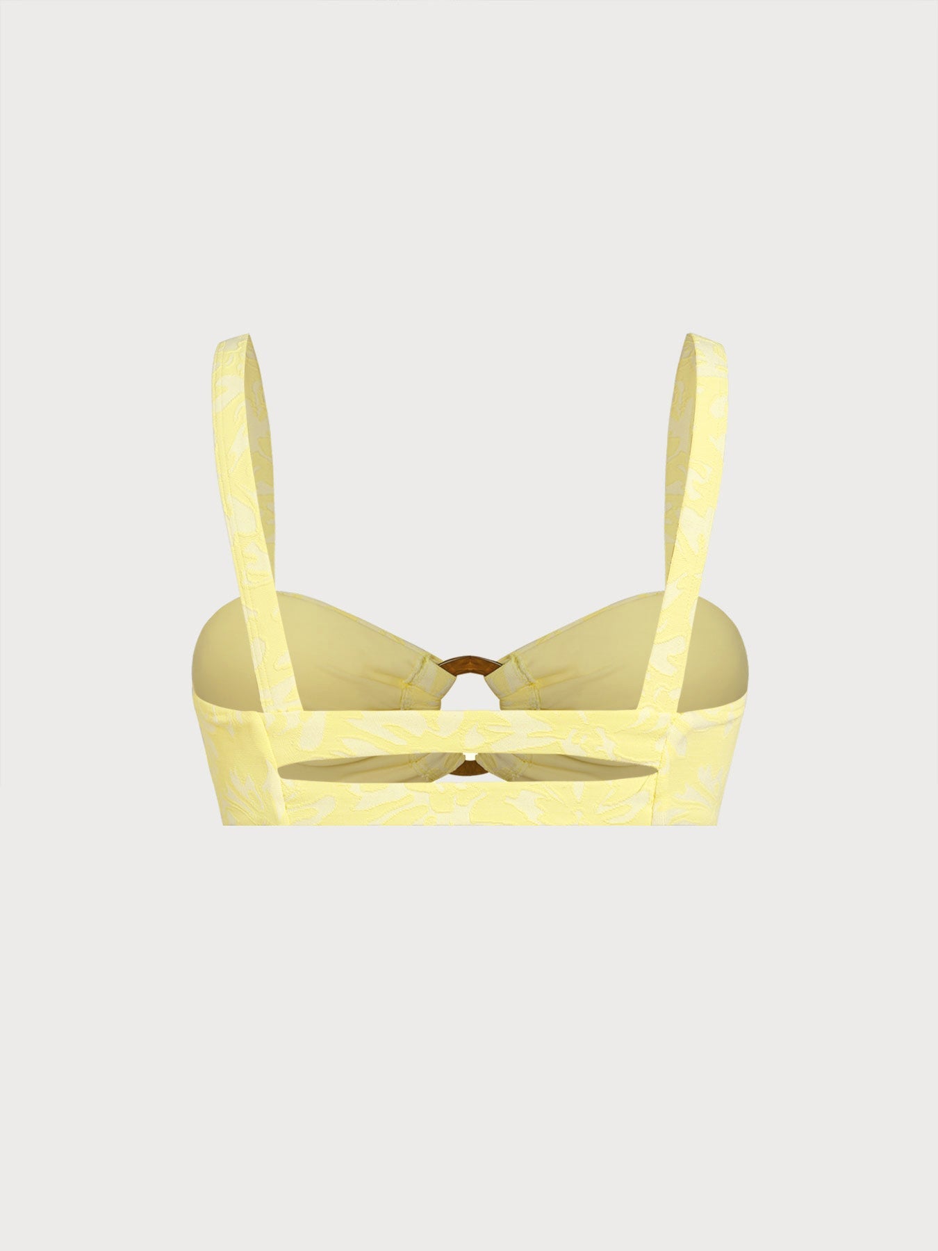 Yüksek Bel Sarı Dokulu O-Halka Bikini Üstü