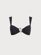 Şık Siyah Spiral Yay Bikini Üstü - Yaz Plaj Modası