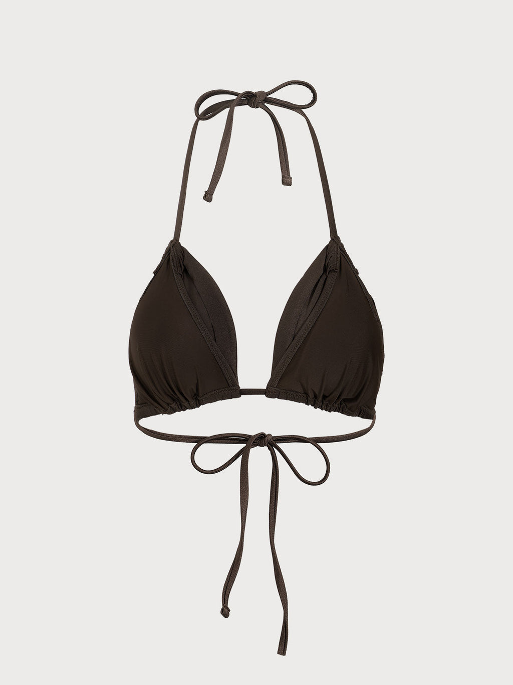 Şık Koyu Kahverengi Ruches Bikini Üstü - Yaz Modası