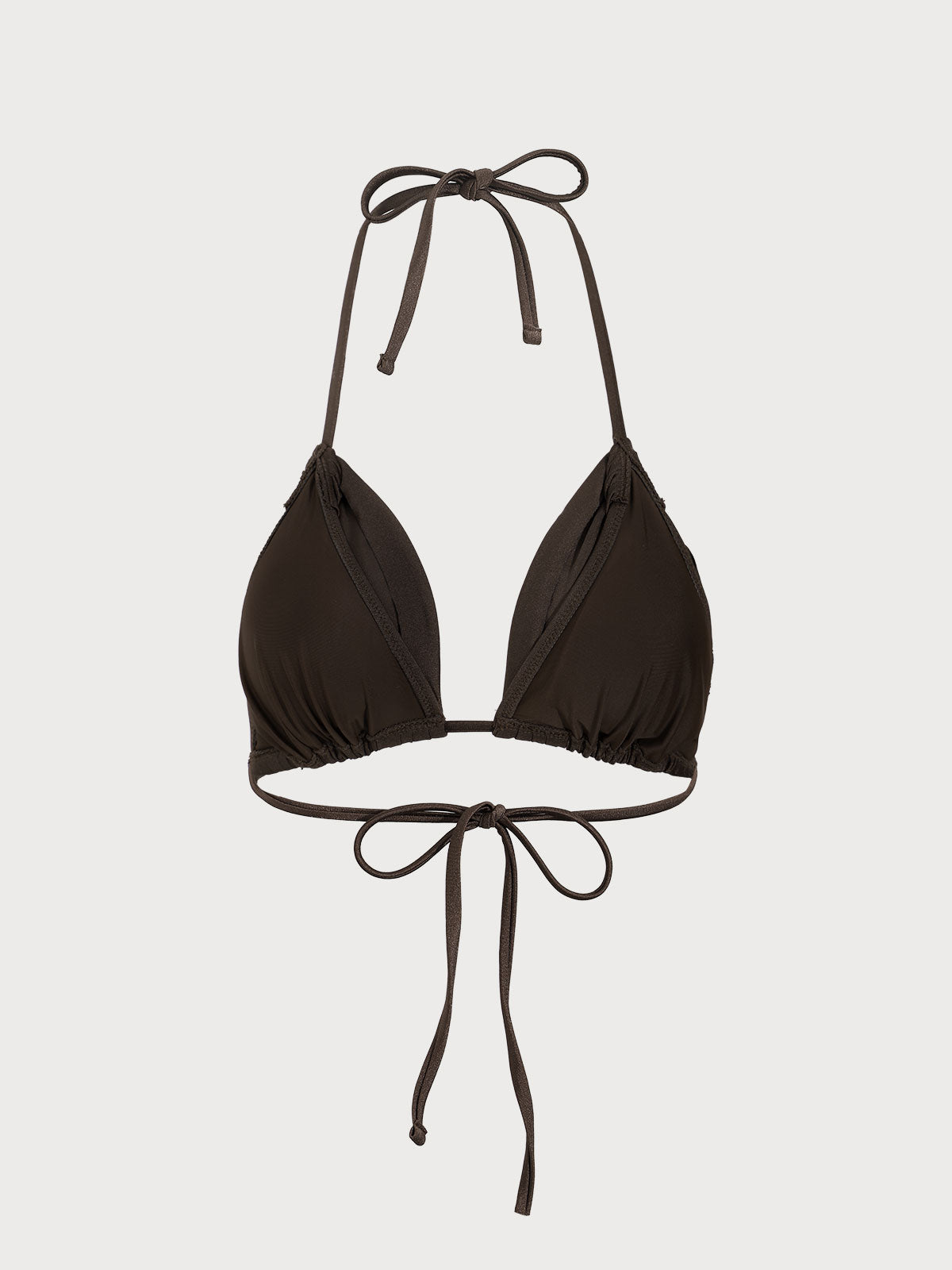 Şık Koyu Kahverengi Ruches Bikini Üstü - Yaz Modası