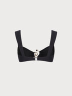 Şık Siyah Spiral Yay Bikini Üstü - Yaz Plaj Modası