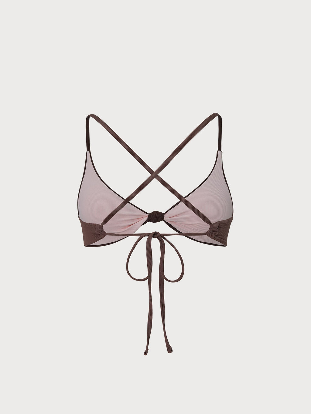 Premium Kahverengi Çapraz Bikini Üstü - Ters Dönüşümlü