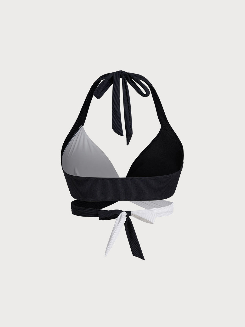 Şık Siyah-Beyaz Üçgen Büyük Beden Bikini Üstü