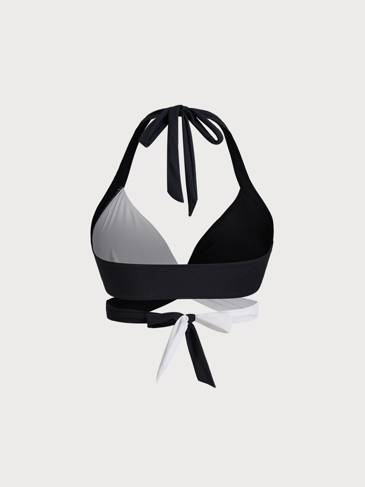 Şık Siyah-Beyaz Üçgen Büyük Beden Bikini Üstü