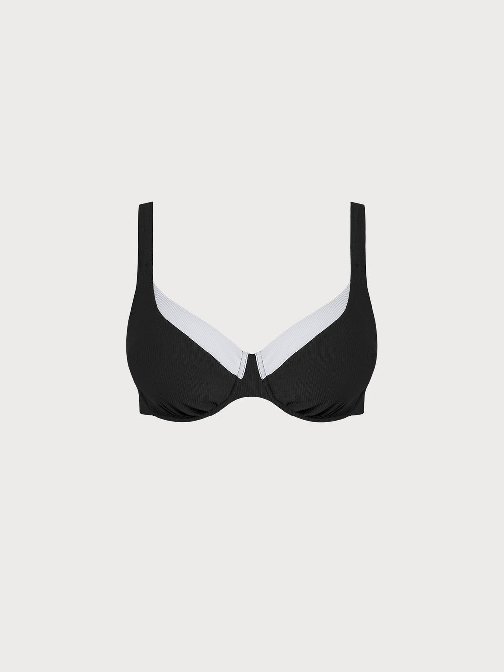 Şık Siyah Kontrast Büyük Beden Bikini Üstü