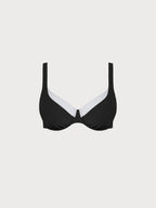 Şık Siyah Kontrast Büyük Beden Bikini Üstü