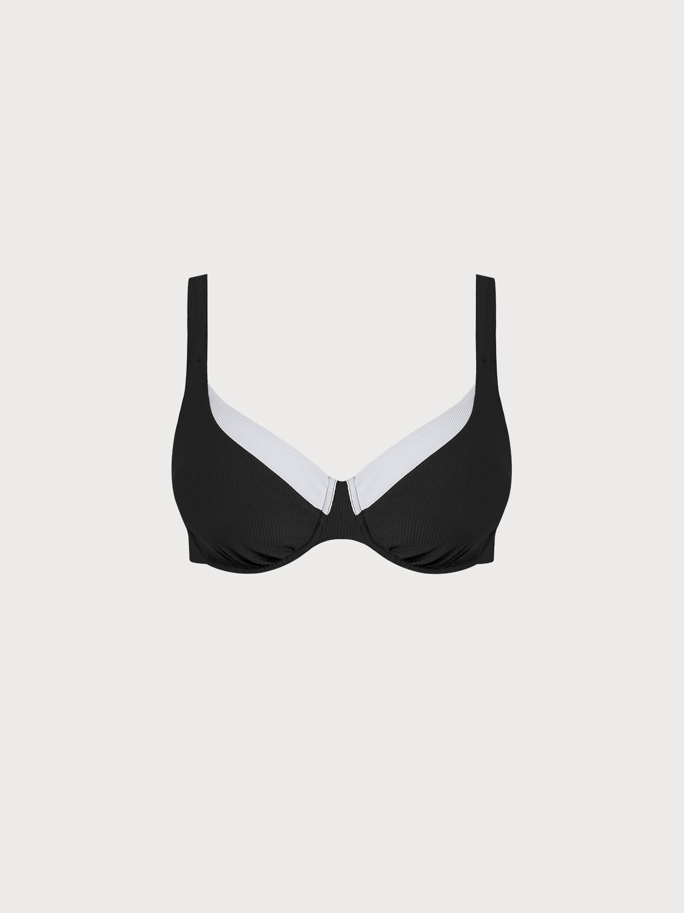 Şık Siyah Kontrast Büyük Beden Bikini Üstü