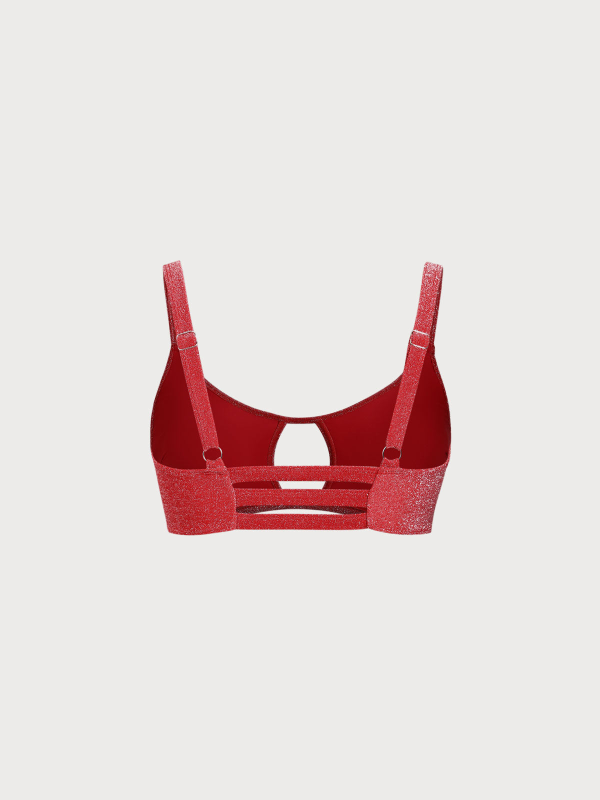 Kırmızı Lurex Büyük Beden Bikini Üstü - Şık Kesik Detay