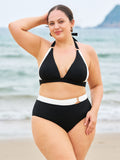 Şık Siyah Büyük Beden Askılı Bikini Üstü