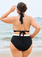 Şık Siyah Büyük Beden Askılı Bikini Üstü