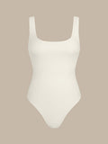 ECONYL® Beyaz Çiçek Desenli Dolsuz Tek Parça Mayo