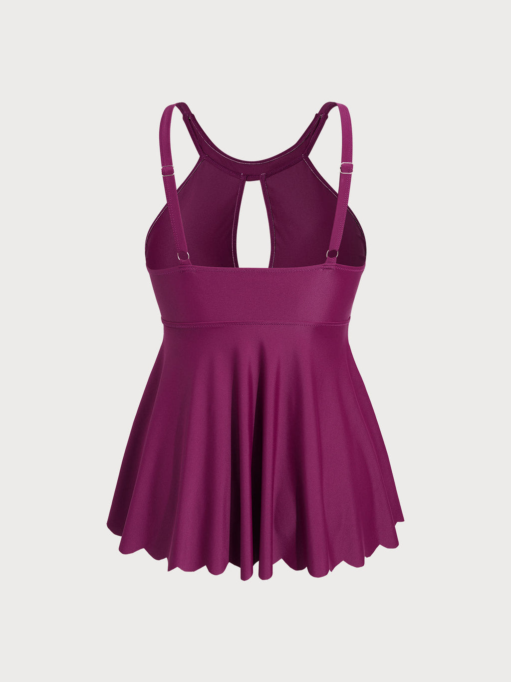 Bordo Halter Twist Ön Plus Beden Tankini Üstü - Şık ve Rahat