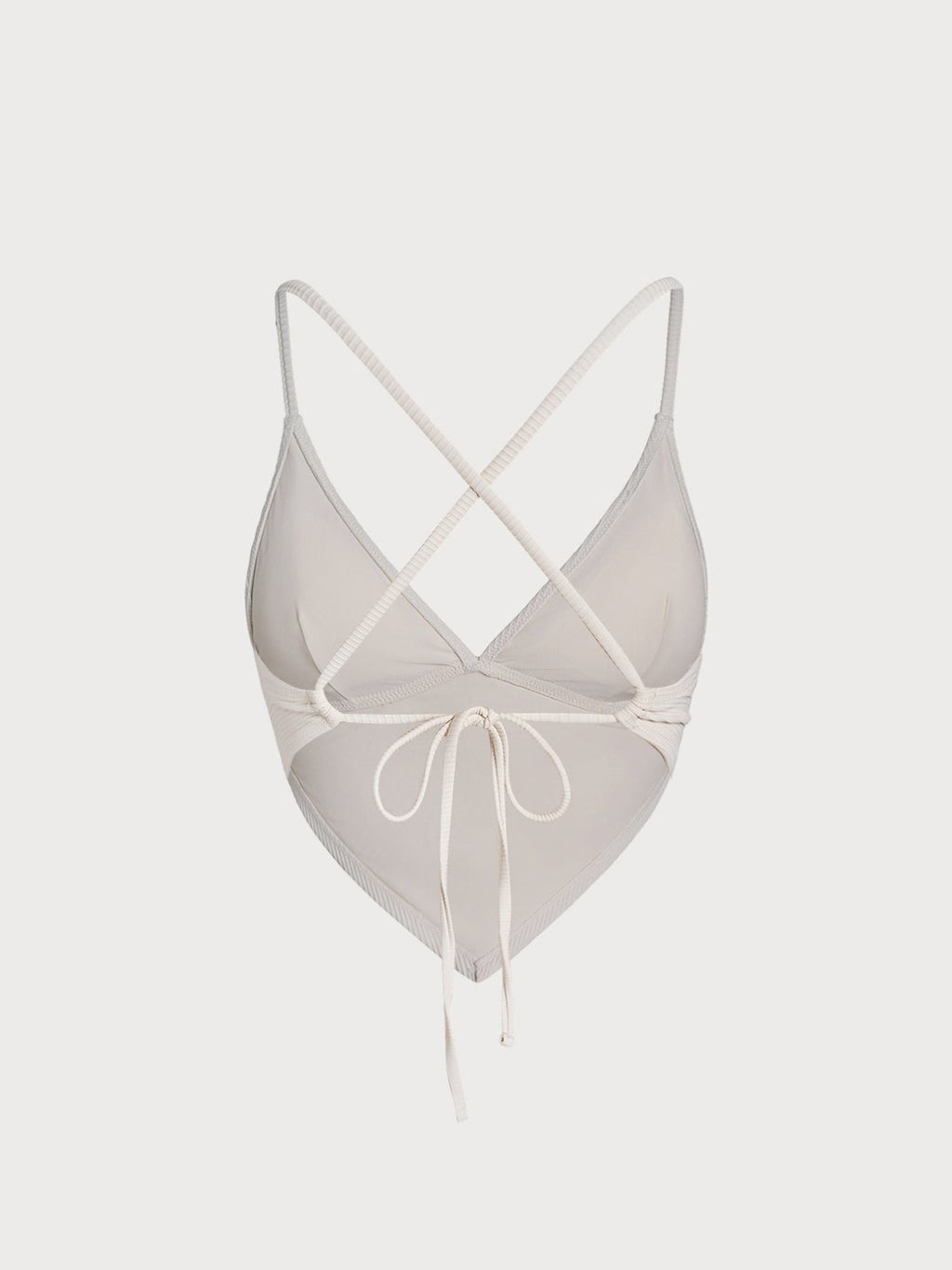 Off White Ribanalı Tankini Üst - Şık Yaz Plaj Modası