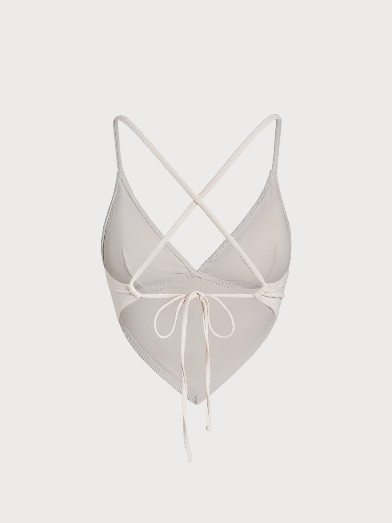 Off White Ribanalı Tankini Üst - Şık Yaz Plaj Modası