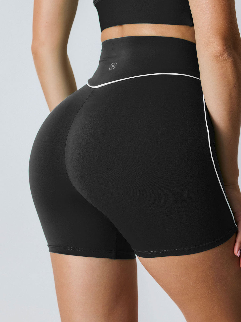 Premium Siyah Doğal Bel Lycra® Kısa Şort