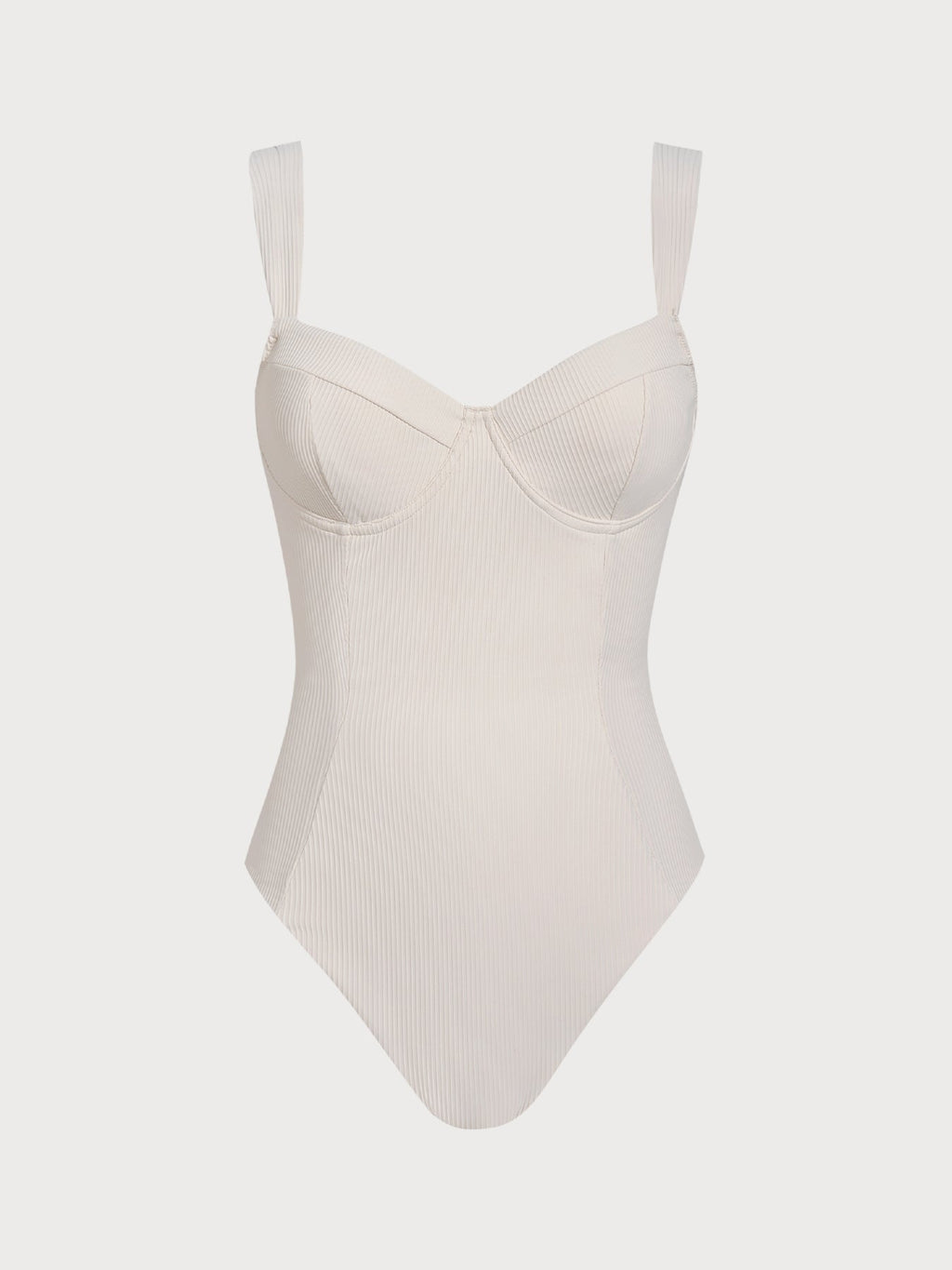 Off White Çapraz Sırtlı Tummy Control Tek Parça Mayo - Uzun Torso
