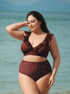Kadın Büyük Beden Kahverengi Puantiye Bikini Altı