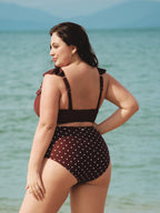Kadın Büyük Beden Kahverengi Puantiye Bikini Altı
