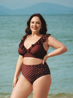 Kadın Büyük Beden Kahverengi Puantiye Bikini Altı