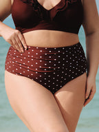 Kadın Büyük Beden Kahverengi Puantiye Bikini Altı