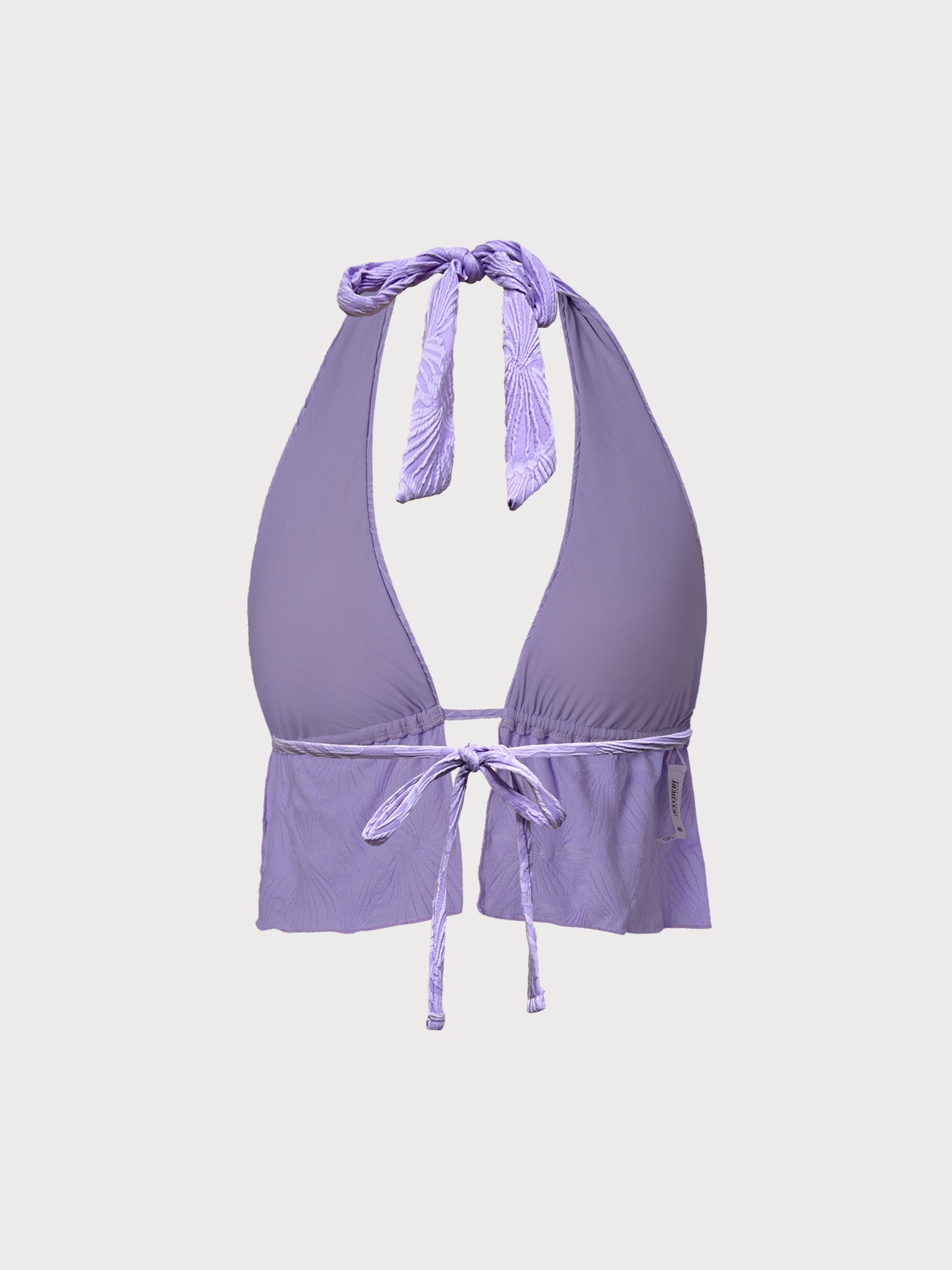 Premium Lavanta Renkli Volanlı Halter Yaka Tankini Üst