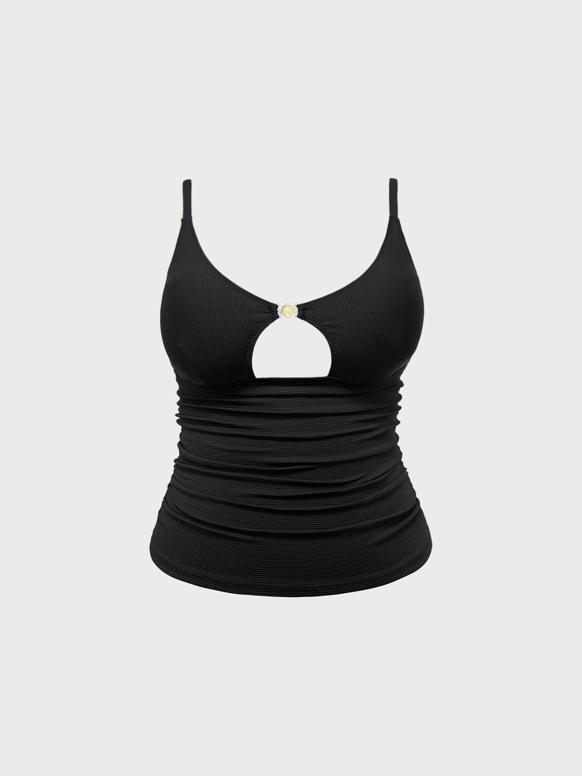 Şık Kesim Altın Detaylı Tankini Üst - Yaz Plaj Modası