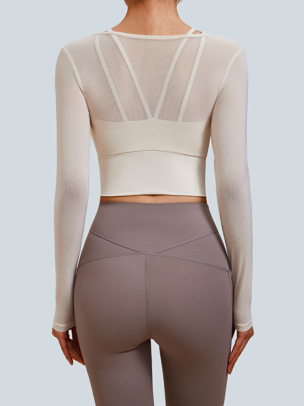 Off White U Yaka Uzun Kollu Tişört - Rahat ve Şık