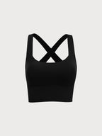 Siyah Twist X-Cross Spor Sütyeni - Konforlu Hafif Destek