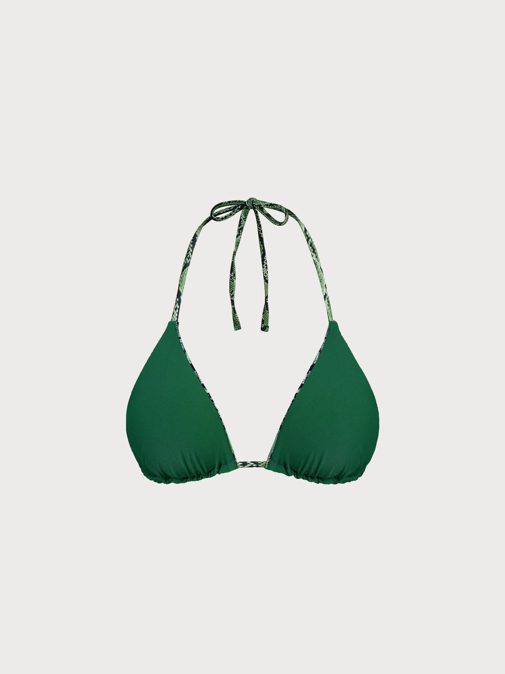 Yeşil Yılan Desenli Dönüşümlü Üçgen Bikini Üstü