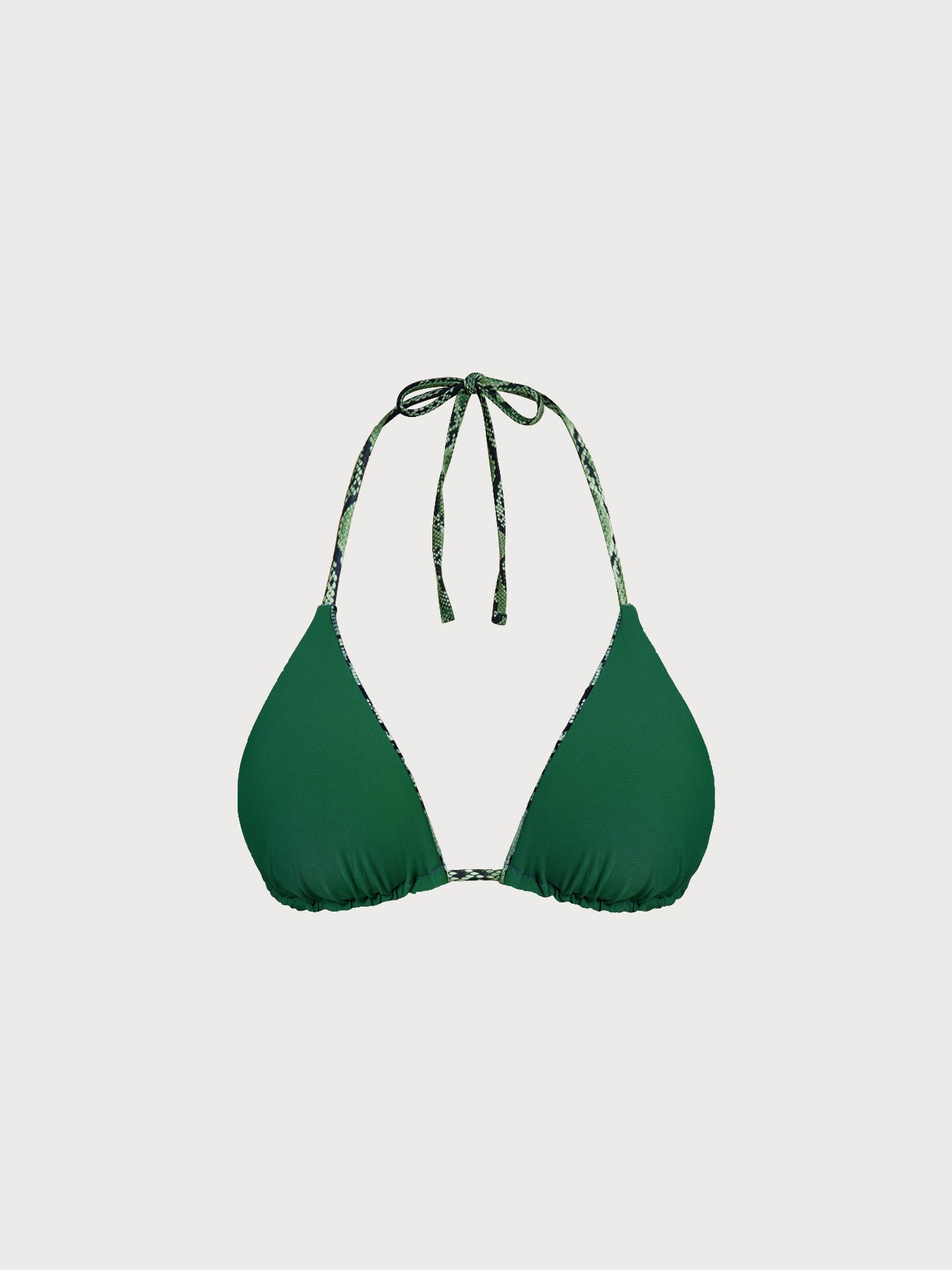 Yeşil Yılan Desenli Dönüşümlü Üçgen Bikini Üstü
