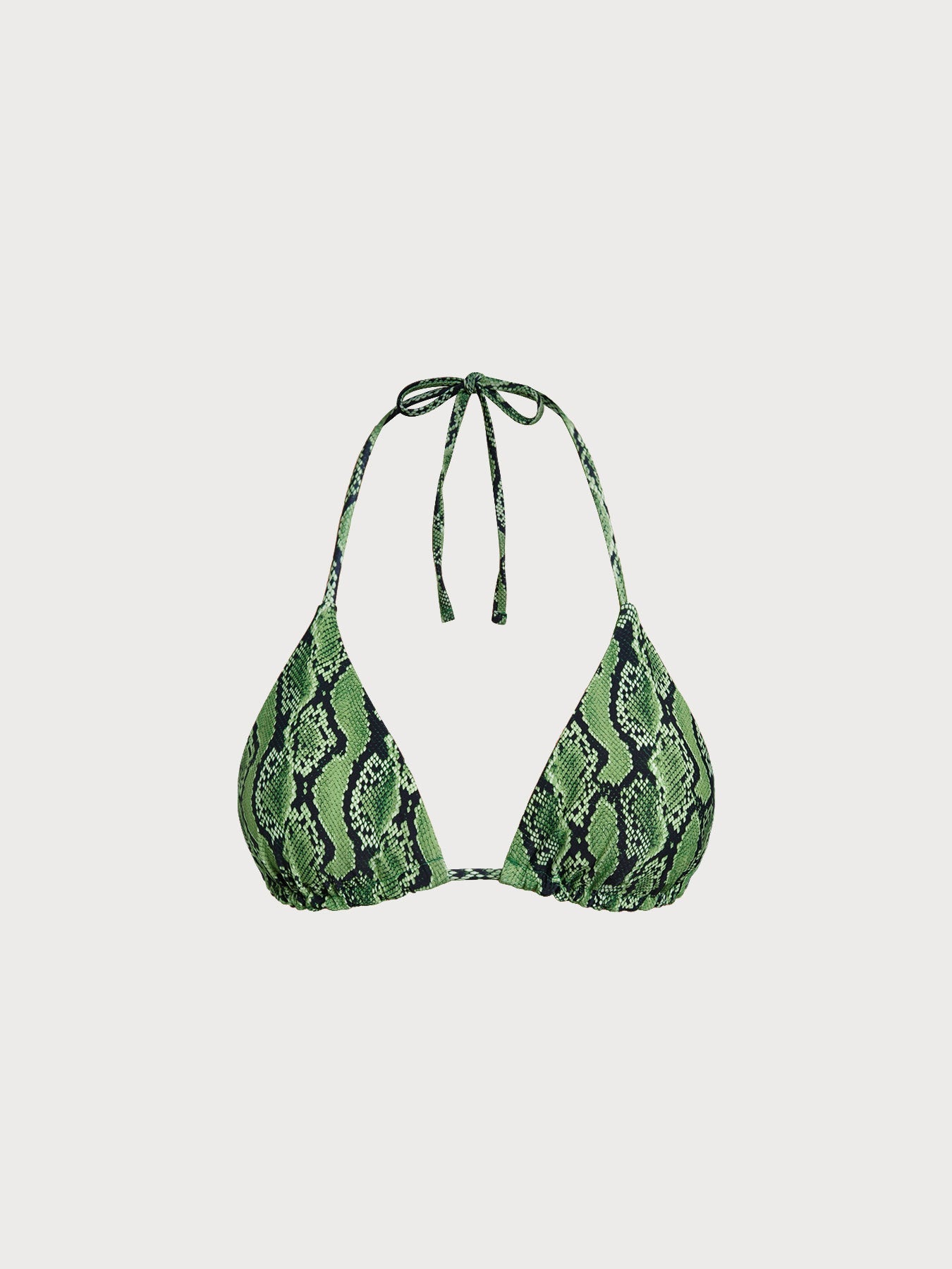 Yeşil Yılan Desenli Dönüşümlü Üçgen Bikini Üstü