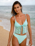 Siyah Doku Detaylı Yüksek Bel Bikini Altı