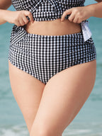 Şık Siyah Gingham Büyük Beden Tankini Altı - Rahat ve Moda