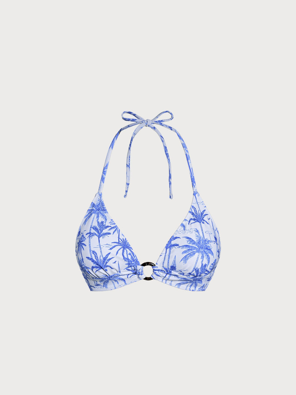 Şık Mavi Desenli Halter Bikini Üstü - Yaz Modası